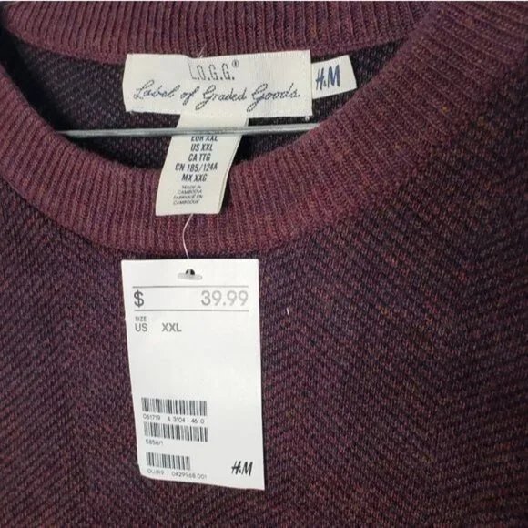 H&M Burgundy Wool Blend Crewneck Sweater - Picture 5 of 6